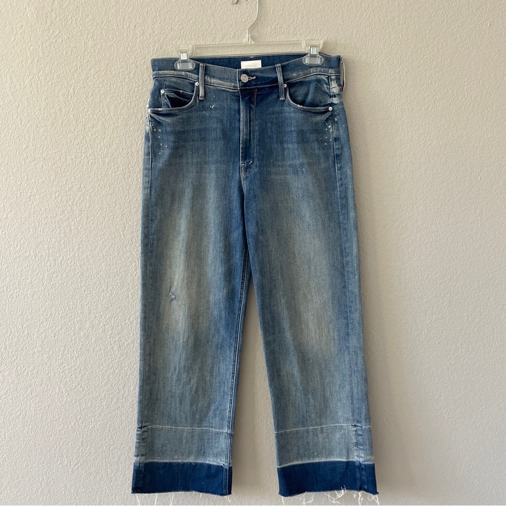 Mother Undone Hem Maverick Blue Jeans Denim Size 28 Distressed